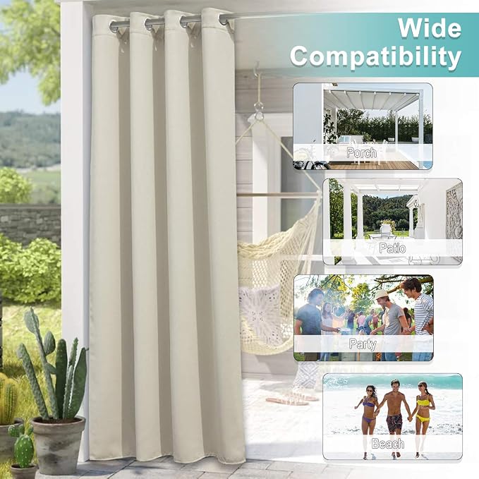 NICETOWN Weighted Patio Outdoor Curtain 95 inch Length, Home Fashion Microfiber - Image 5