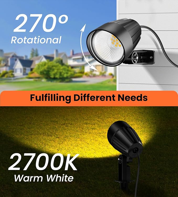 MEIKEE 7W Low Voltage LED Landscape Lights 800LM 12V Outdoor Landscape Lighting - Image 3