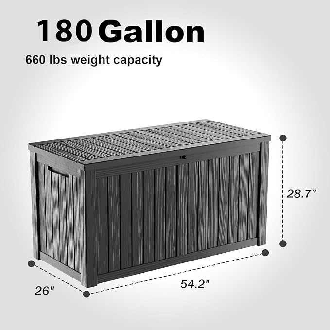 EasyUp 180 Gallon Outdoor Deck Box Waterproof, UV Resistant Resin Outdoor - Image 2
