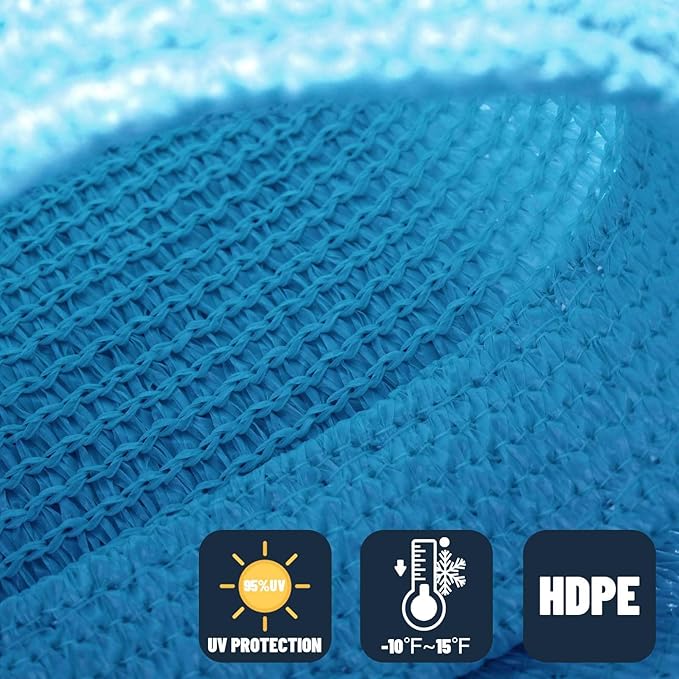 SUNNY GUARD Custom Size 12'x18'x21.66' Turquoise Blue Sun Shade Sail Right - Image 4