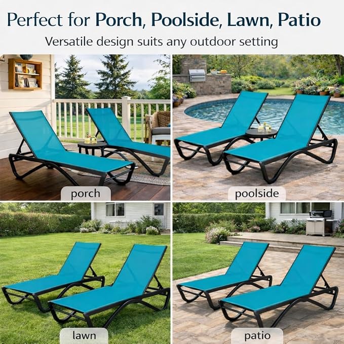 Kozyard Outdoor Chaise Lounge Chair, Full Aluminum Frame, Adjustable Reclining - Image 8