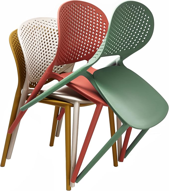 2xhome Set of 3 Patio Dining Chairs | Modern Stackable Outdoor Pool Side Chair - Image 4