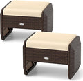 Tangkula 2 Pieces Patio PE Wicker Ottomans by TANGKULA