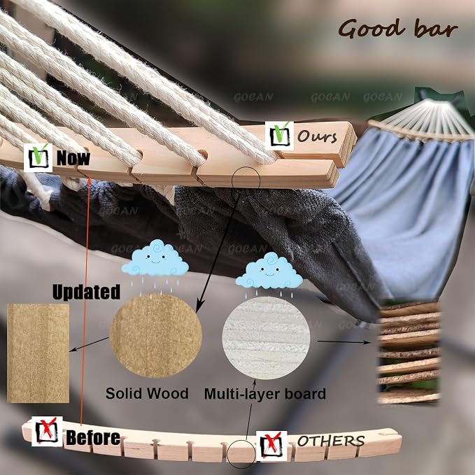 Double Hammock 2 Person Extra Large 220x150cm Total Length 330cm Load 500lb - Image 5
