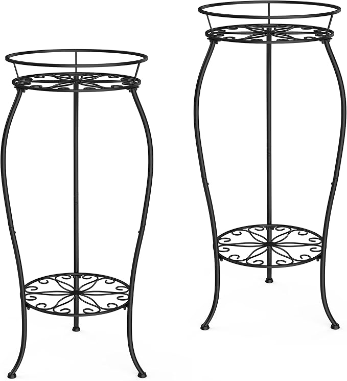 FaithLand 2 Pack Metal Plant Stands, Tall Planter Holder Indoor Outdoor by FaithLand