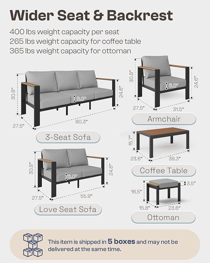 Aluminum Outdoor Patio Furniture Set - Image 7