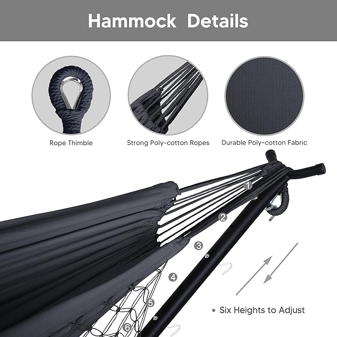SUNCREAT 2-in-1 Hammocks Convertible Portable Double Hammock - Image 4