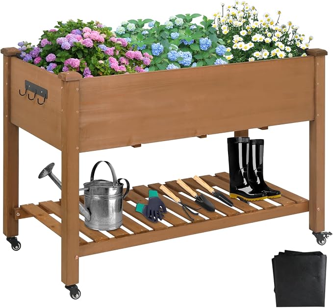 Raised Garden Bed with Legs & Wheels –, Outdoor Elevated Planter Box with by Ketive