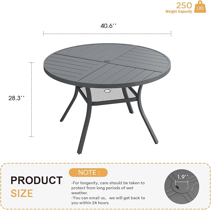 VICLLAX Round Patio Table with Adjustable Umbrella Hole - Image 3