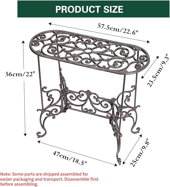 Sungmor Heavy Duty Cast Iron Potted Plant Stand Garden Table - Image 3