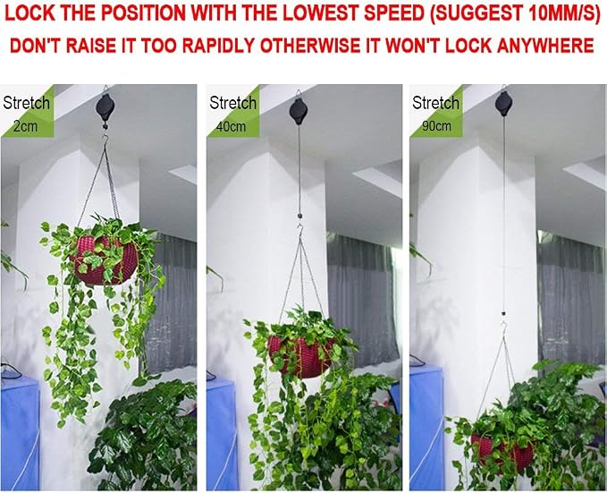 Pack Plant Hook Pulley, Retractable Plant Hanger Easy Reach Hanging Flower - Image 4