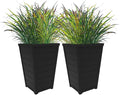 Keter Set of 2 Modern 22‑Inch Tall Outdoor Flower Pots – Large Resin Tapered by Keter