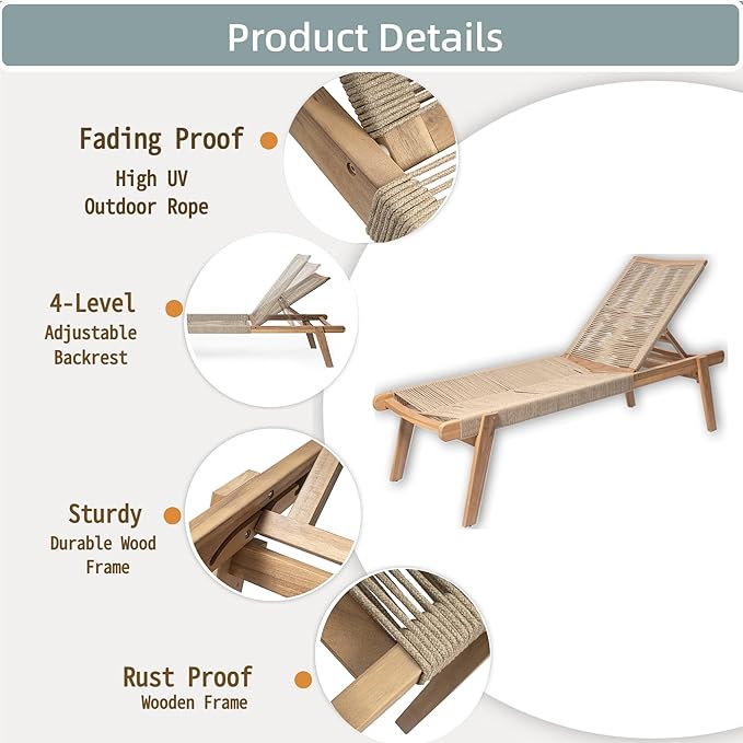 Christopher Knight Home Set of 2 Outdoor Patio Wood Adjustable Chaise Lounges - Image 4