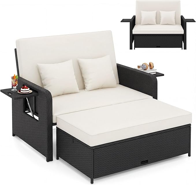 HAPPYGRILL Patio Rattan Wicker Daybed by HAPPYGRILL