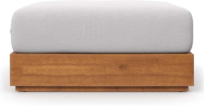 Modway Tahoe Acacia Wood Outdoor Ottoman in Natural Light Gray - Image 3