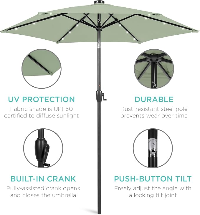 Best Choice Products 7.5ft Outdoor Solar Market Table Patio Umbrella - Image 5
