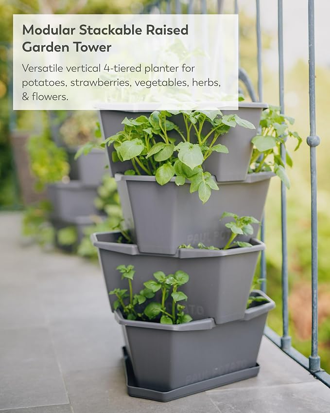 BUZZY Seeds Starter Stackable Vertical Planter – 4-Level Raised Garden Tower - Image 2