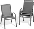 Patio Chairs Set of 4, All Weather Breathable Stackable Outdoor Dining Chairs by Dovov