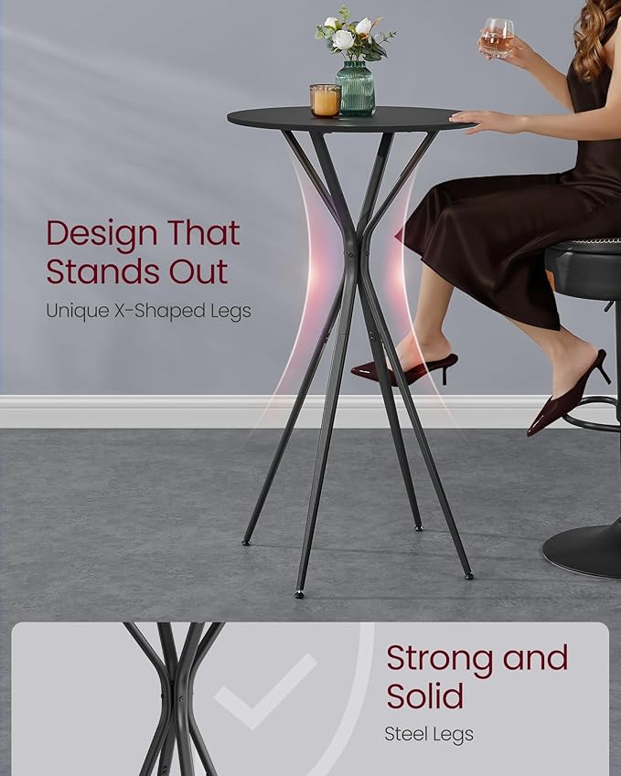 VASAGLE Bar Table, Round Cocktail High Top Pub Bistro Table - Image 3