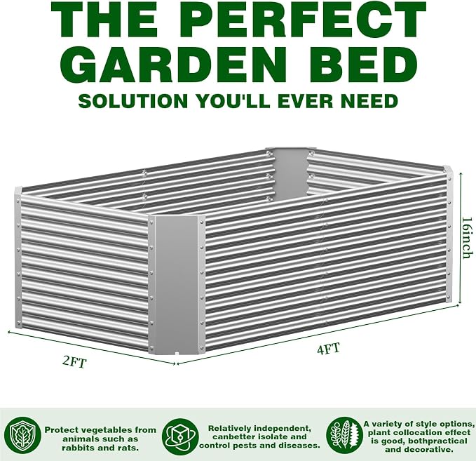2 Pack 4x2x1.4 ft, Galvanized Steel Raised Garden Bed, Large Metal Planter - Image 2