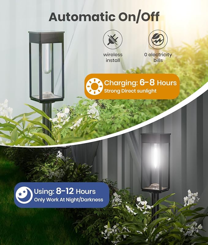 Solar Pathway Lights Outdoor, 6 Pack Bright Solar Lights Outdoor, Auto On/Off - Image 7