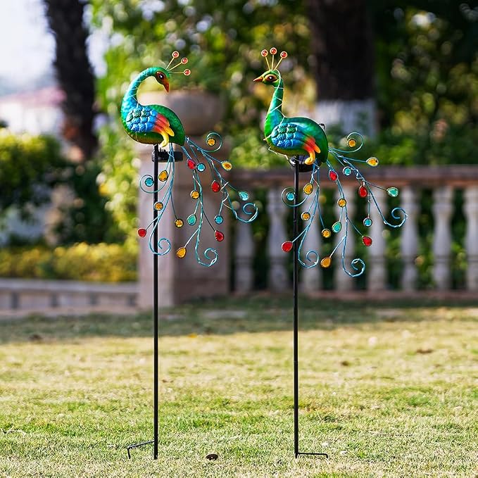 DREAMSOUL 2 Pack Peacock Solar Lights Outdoor, Tall Waterproof LED Outdoor - Image 6