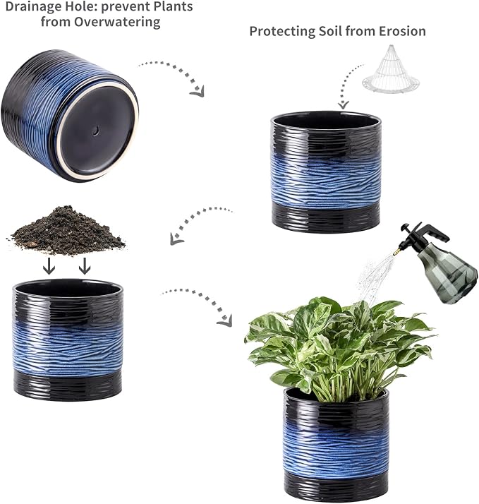 Nihow Ceramic Plant Pot: 6 Inch Planter - Image 3