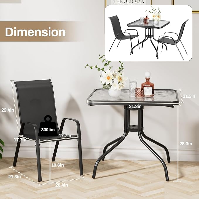 TLSUNNY Patio Dining Set 5 Pieces, All Weather Outdoor Furniture W/30"X 30" - Image 2