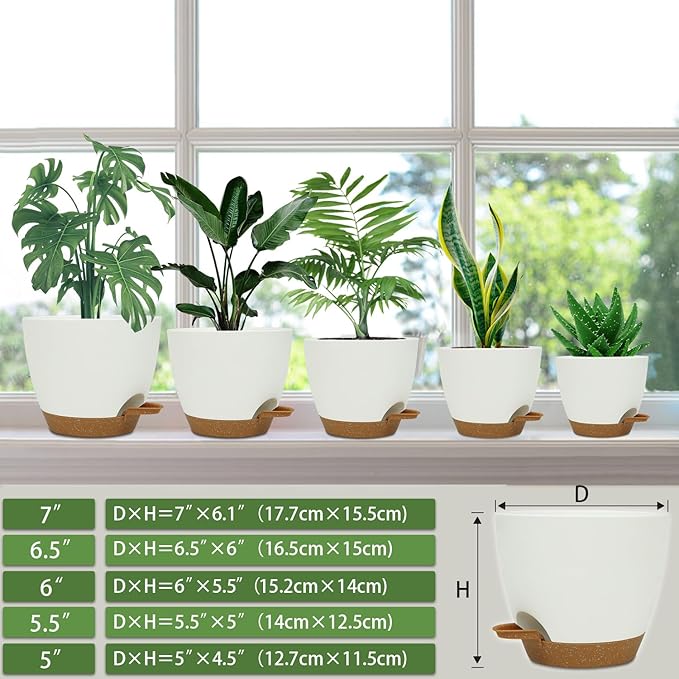 Self Watering Planters with Drainage Holes Reservoir, Nursery Planting Pot - Image 2