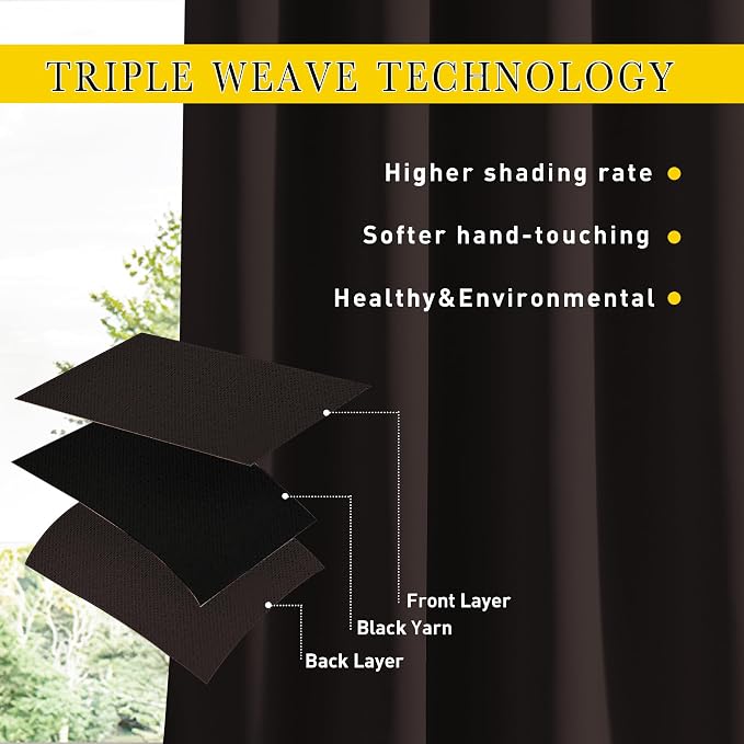NICETOWN 2 Panels Outdoor Curtains Waterproof Pocket & Back Tab on Top & Bottom - Image 6