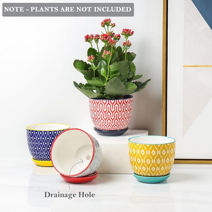 Selamica Ceramic Plant Pots, 4.6 Inch Flower Pots - Image 4