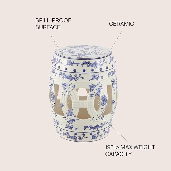 JONATHAN Y TBL1027A Lucky Coins 16" Chinese Ceramic Drum Indoor/Outdoor Garden - Image 5