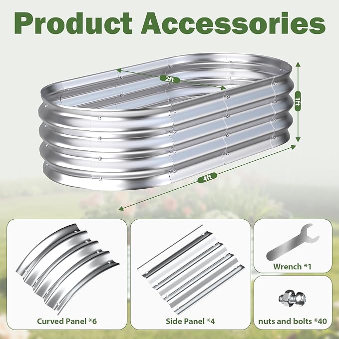 Galvanized Raised Garden Bed Outdoor, Easy Assemble Small Oval Plant Container - Image 5