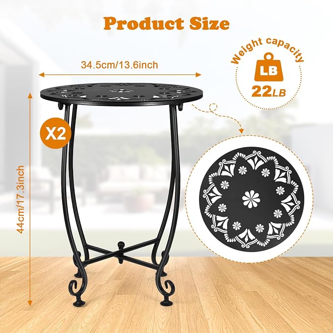 2 Pack 14Inch Outdoor Side Tables - Image 3