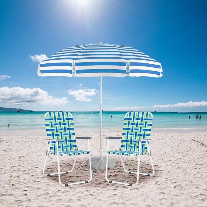 VINGLI Patio Lawn Webbed Folding Chairs Set of 4, Outdoor Beach Chair Portable - Image 2