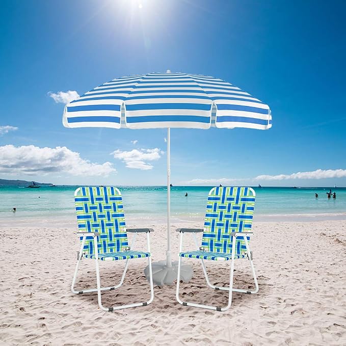 VINGLI Patio Lawn Webbed Folding Chairs Set of 2, Outdoor Beach Portable Lawn - Image 2