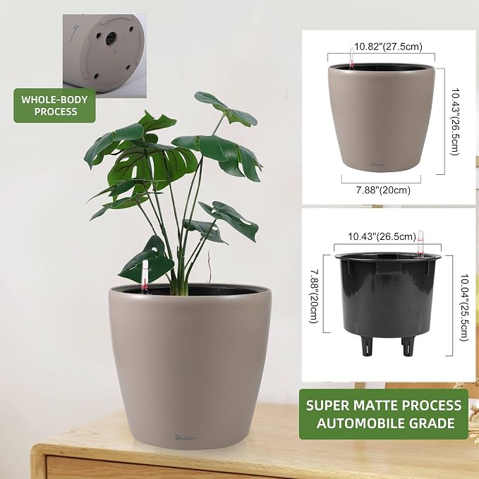 Dexceder 11x10 Inches Self Watering Planter Indoor Outdoor, Inner Pot Design - Image 3