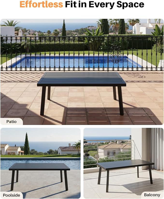 Patio Coffee Table, Never-Rust Aluminum Outdoor Coffee Table - Image 9