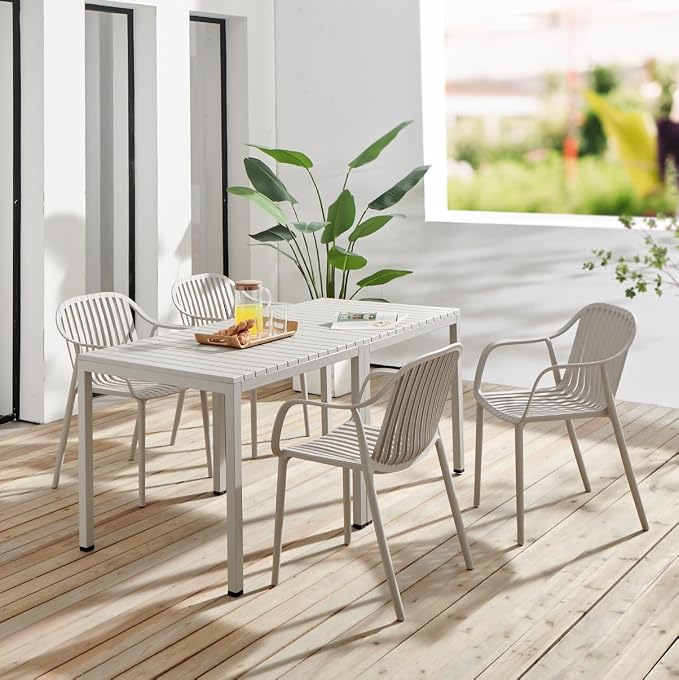 Modern Stackable Outdoor & Indoor Plastic Dining Chairs Set, Outdoor Breathable - Image 2