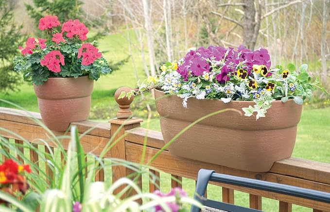 Bloomers Railing Planter with Drainage Holes – 24" Weatherproof Resin Planter – - Image 7
