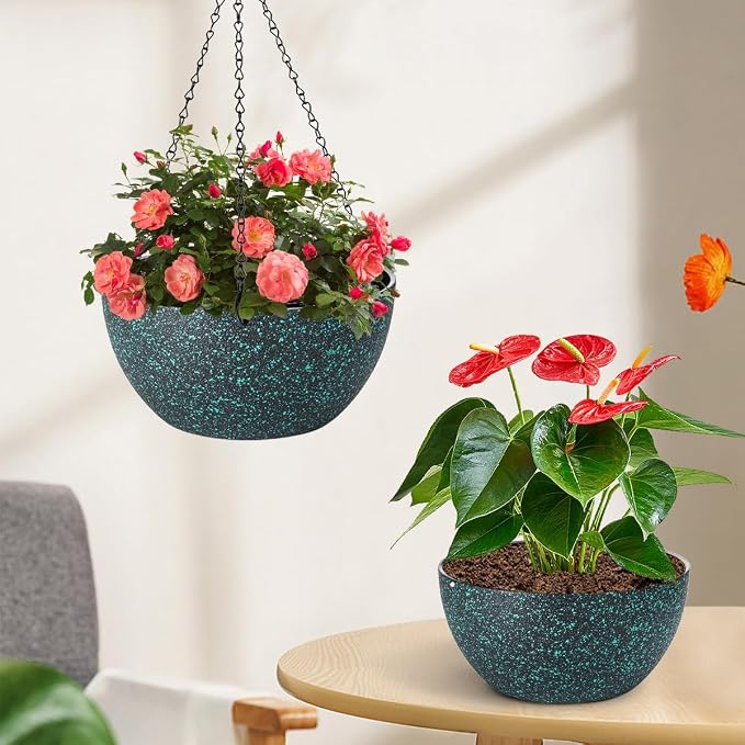 10 inch Hanging Planters for Indoor Plants, 2 Pack Planters for Outdoor Plants - Image 7
