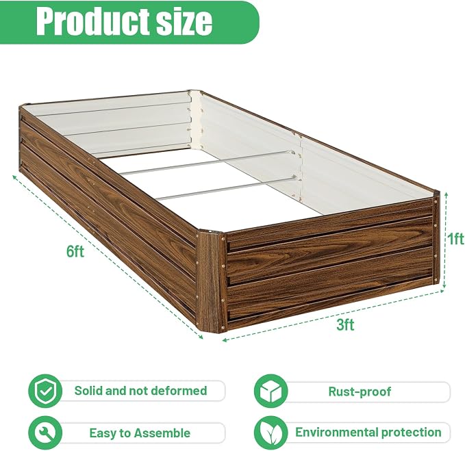 SnugNiture 2 Pcs 6x3x1FT Raised Garden Bed Galvanized Planter Garden Boxes - Image 5