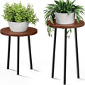 Plant Stand Indoor 2 Pack: Plant Table 14''&20'' Wooden & Metel Heavy Duty by SAKSUNFORYOU