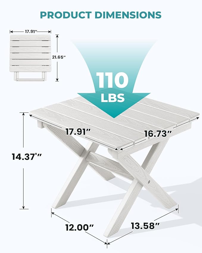 SERWALL Folding Outdoor Side Table Set of 6, Adirondack End Table - Image 3