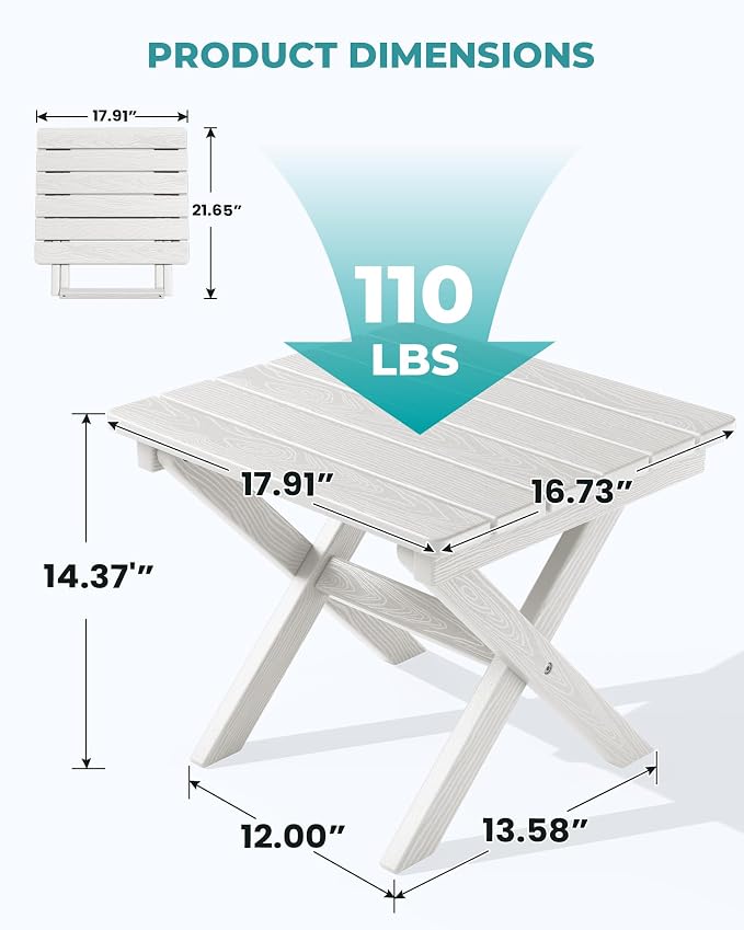 SERWALL Folding Outdoor Side Table Set of 4, Small Adirondack Side Table - Image 3