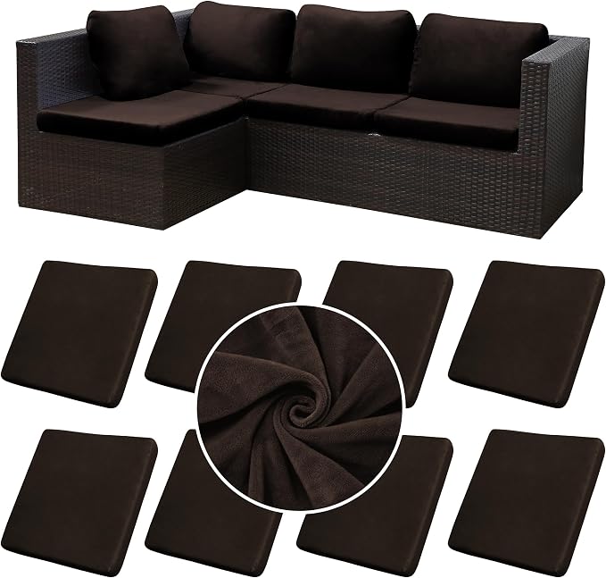 8Pcs Stretch Velvet Patio Cushion Cover, by BIETYONE