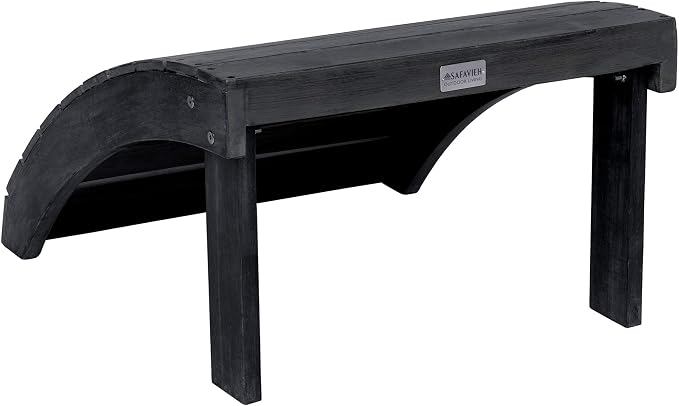 Safavieh PAT6701K Outdoor Collection Mopani Ottoman, Dark Slate Grey - Image 6