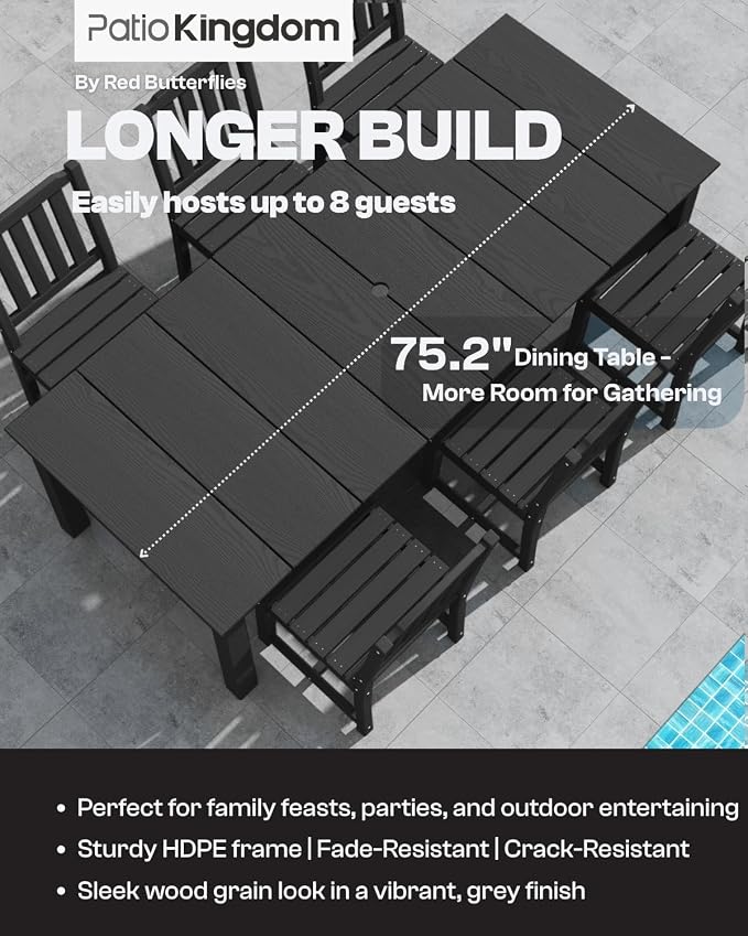 7-Piece Black Outdoor Dining Set - Image 3