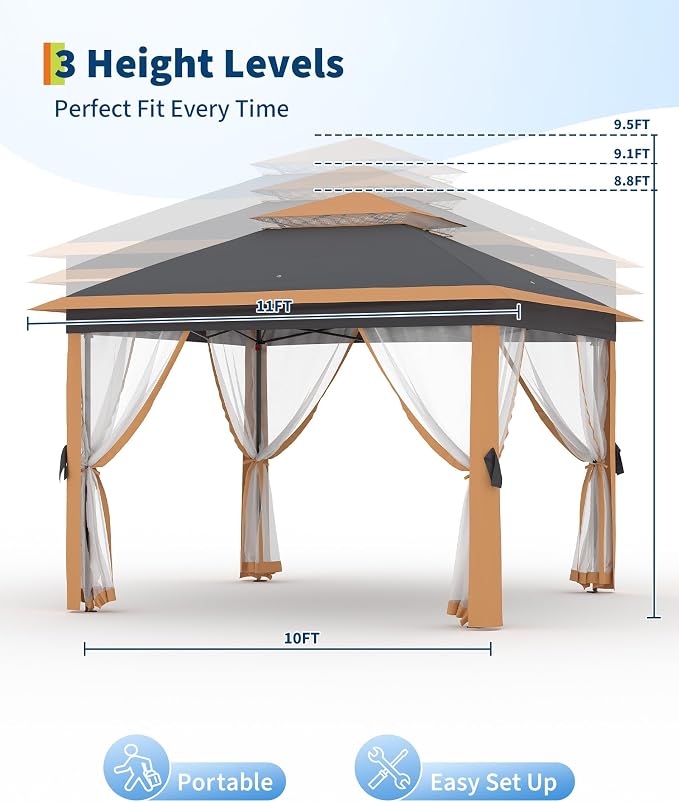 11'x11 Pop-Up Gazebo, Instant Outdoor Canopy Tent - Image 3