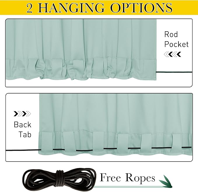NICETOWN 2 Panels Weighted Blackout Aqua Blue Outdoor Curtains - Image 2